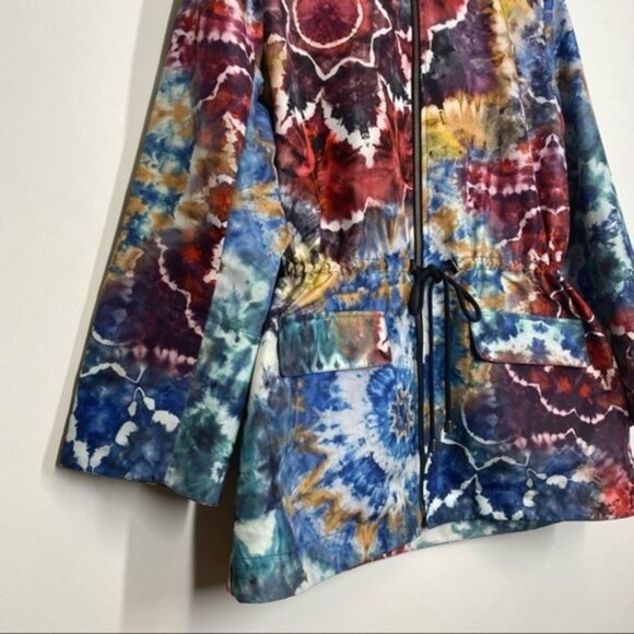 Alice‎ + Olivia Tie Dye Print Rain Jacket Multicolor Women Size Small - Picture 6 of 8